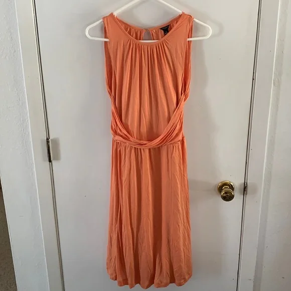 Ann Taylor | Dresses | Ann Taylor Orange Sleeveless Dress With Open Back  And Full Skirt Size 6 | Poshmark